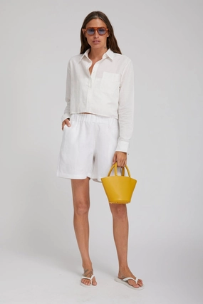 White Linen Culotte Shorts Breathable Comfort Fit Comfy Wear