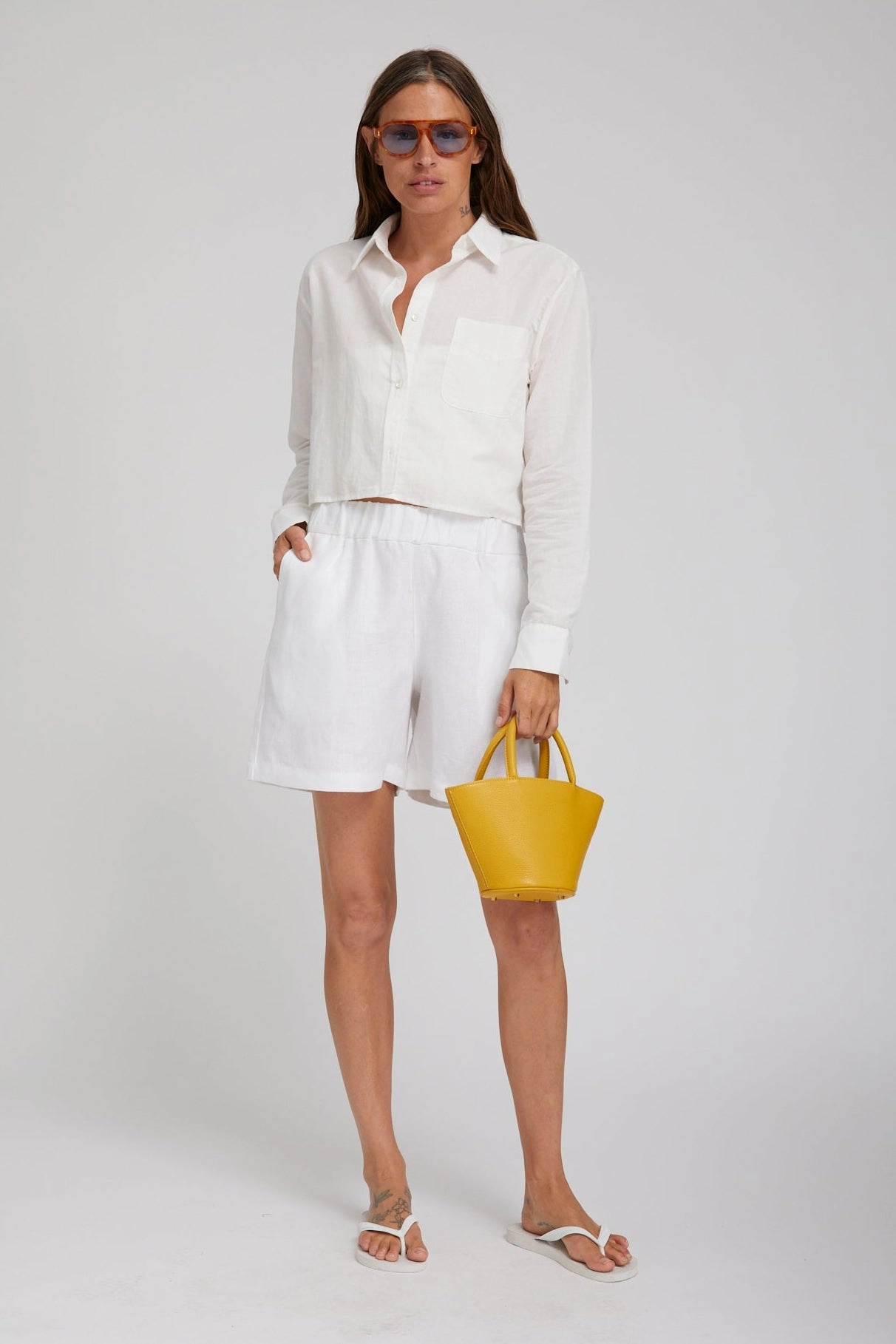 White Linen Culotte Shorts Breathable Comfort Fit Comfy Wear