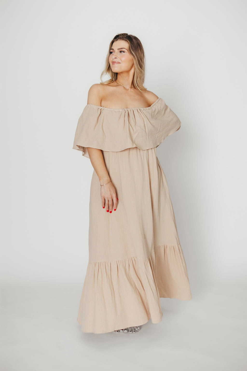 Josie 100% Cotton Maxi Dress in Beige - Bump & Nursing Friendly *Final-Sale* Refined Mood