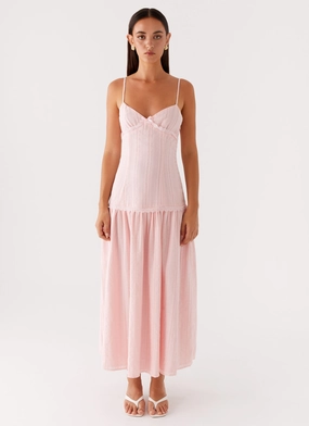 Stylish Touch Satin Grace Found You Midi Dress - Pink