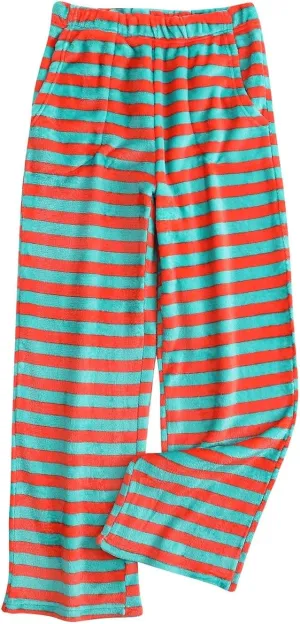 FQZWONG Pajama Pants Women Lounge Wide Leg Flannel Pants Comfy Fuzzy Pj Pants Baggy Elastic Waist Trousers Pants with Pockets