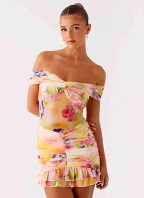Wrap style Modern and Stylish Frances Mini Dress - Sunburst Floral