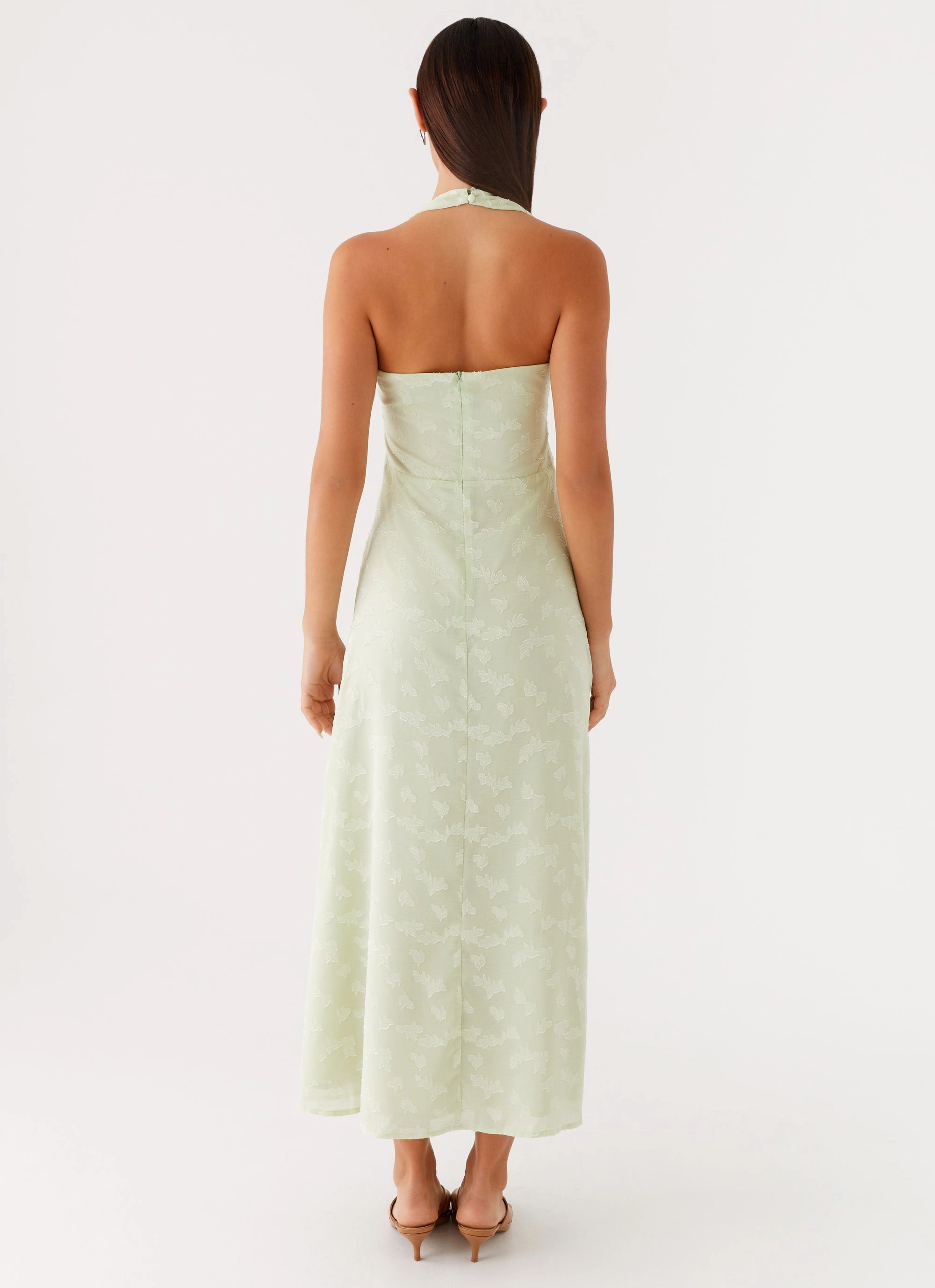 Francesca Midi Dress - Sage Hidden Zipper Office Classic
