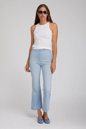 Francoise Crop Flare Denim Leggings Hypoallergenic Lining