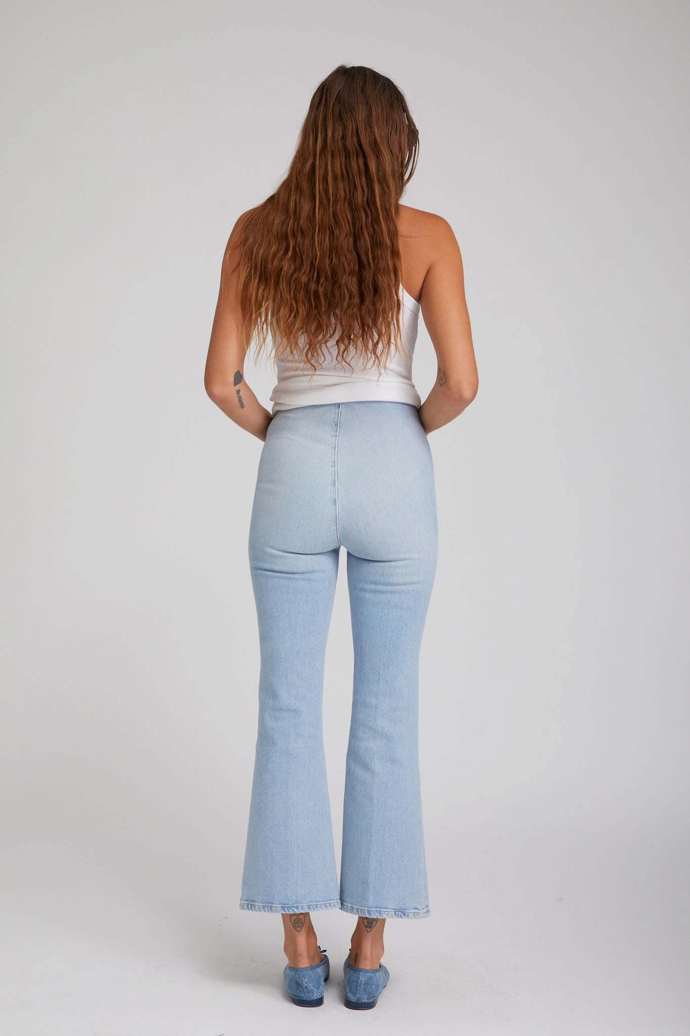 Breathable mesh lining Francoise Crop Flare Denim Leggings