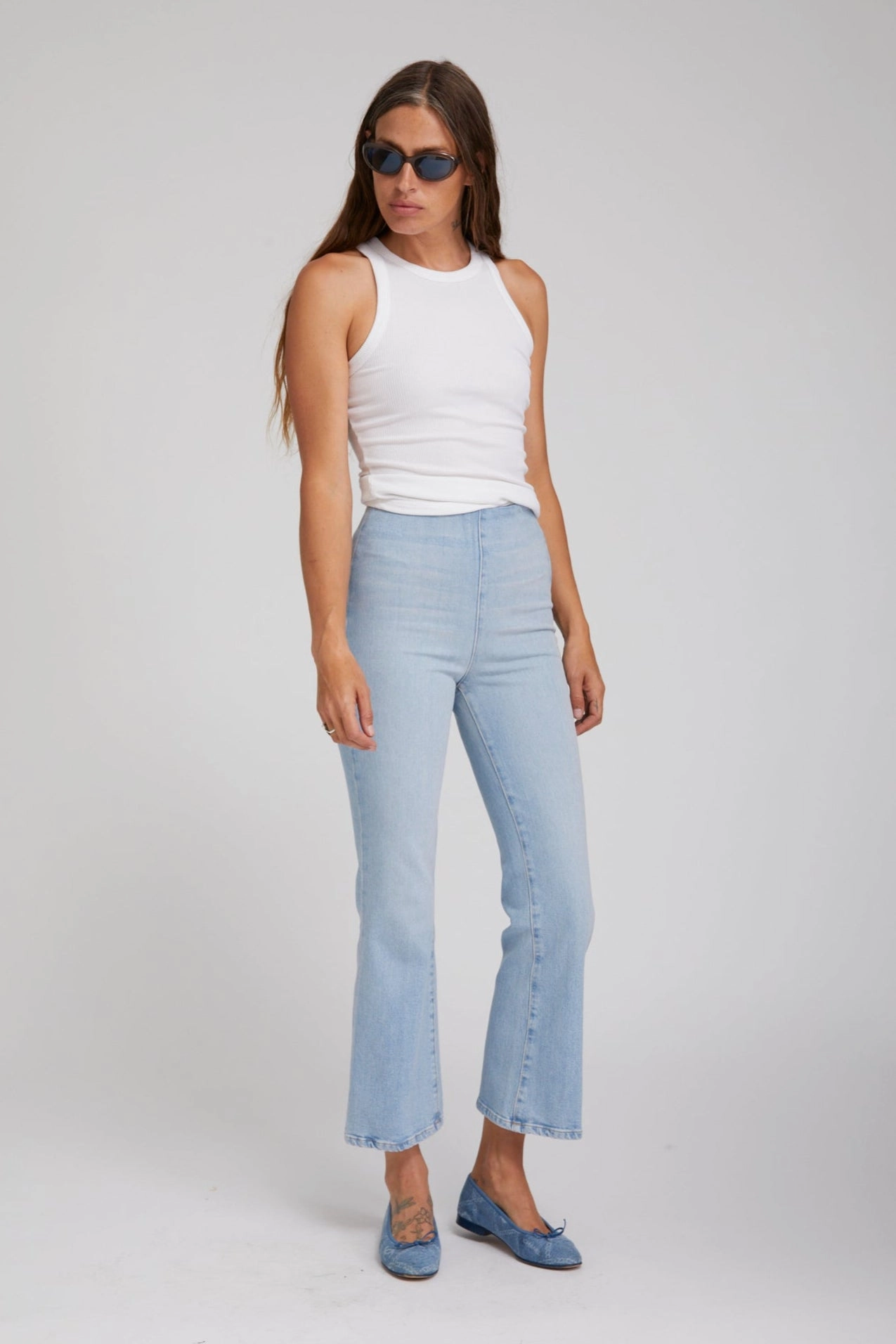 Francoise Crop Flare Denim Leggings Comfortable Style