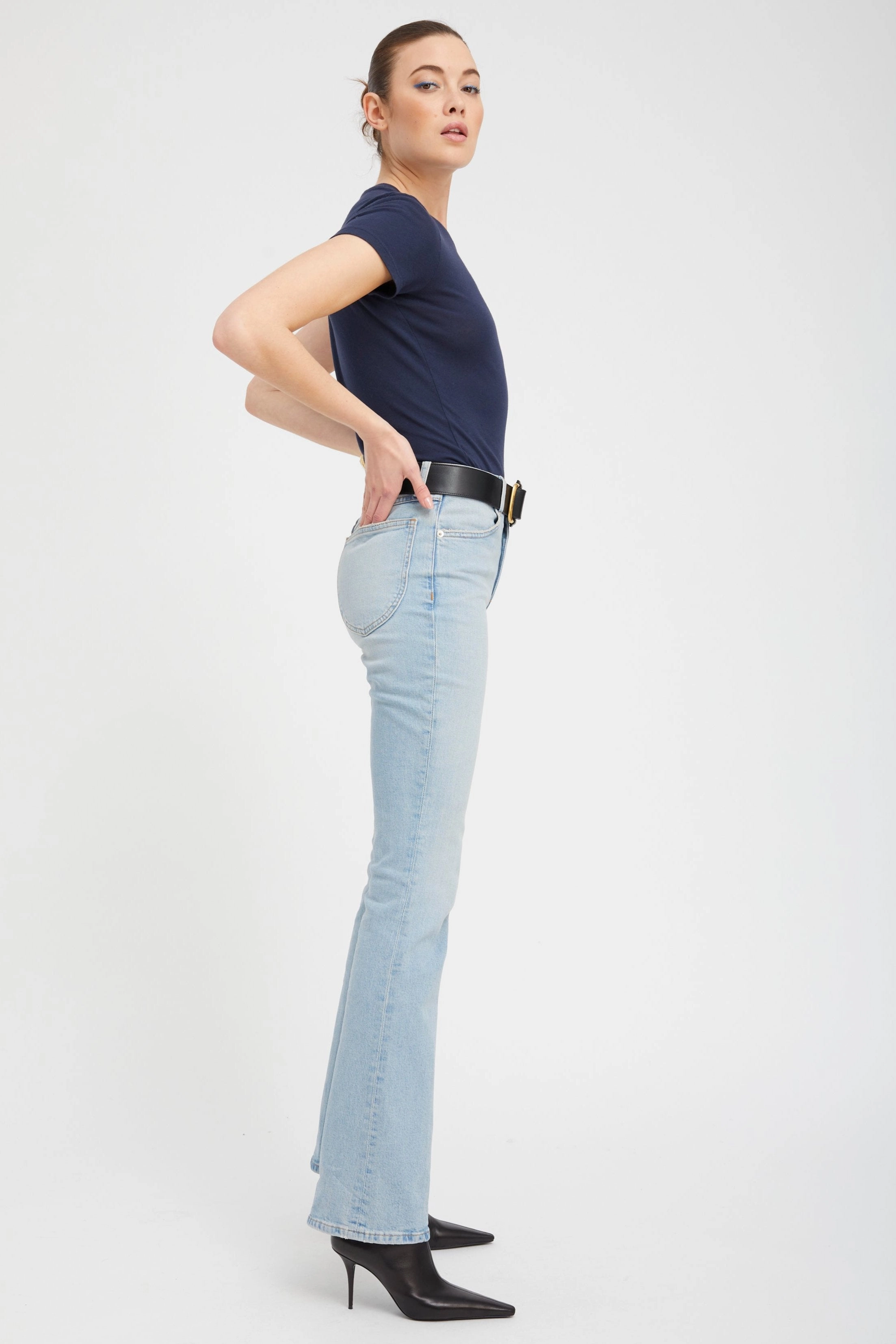 Hip Friendly Pockets Printed design Franoise Micro Flare Denim