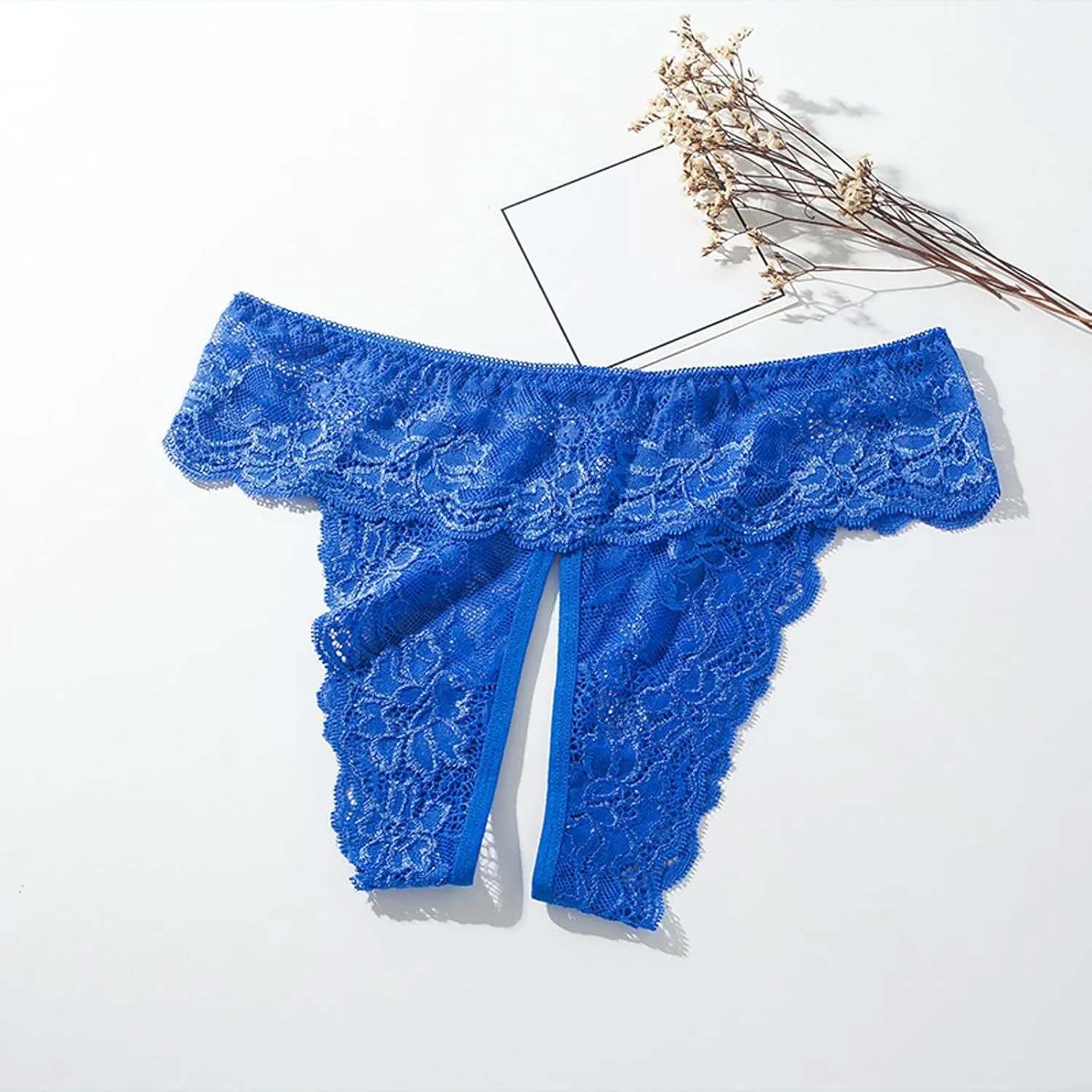 Franterd Sexy Panties for Women Lace Briefs Hollow Out Stretch Underwear, Womens Plus Size Thong Scallop Trim Thongs Briefs