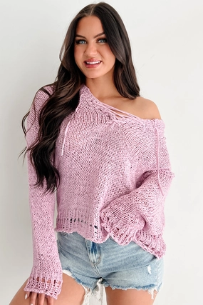 FlexibleKnit Free & Fearless Summer Knit Sweater Hoodie (Orchid)