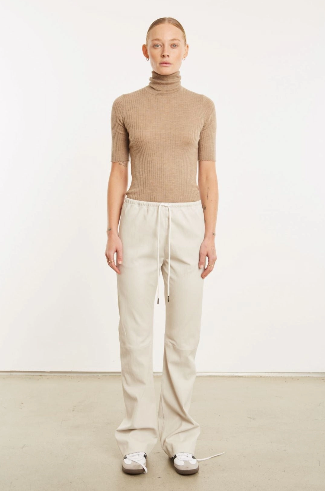 Chalk Leather Straight Leg Pants Comfortable fit