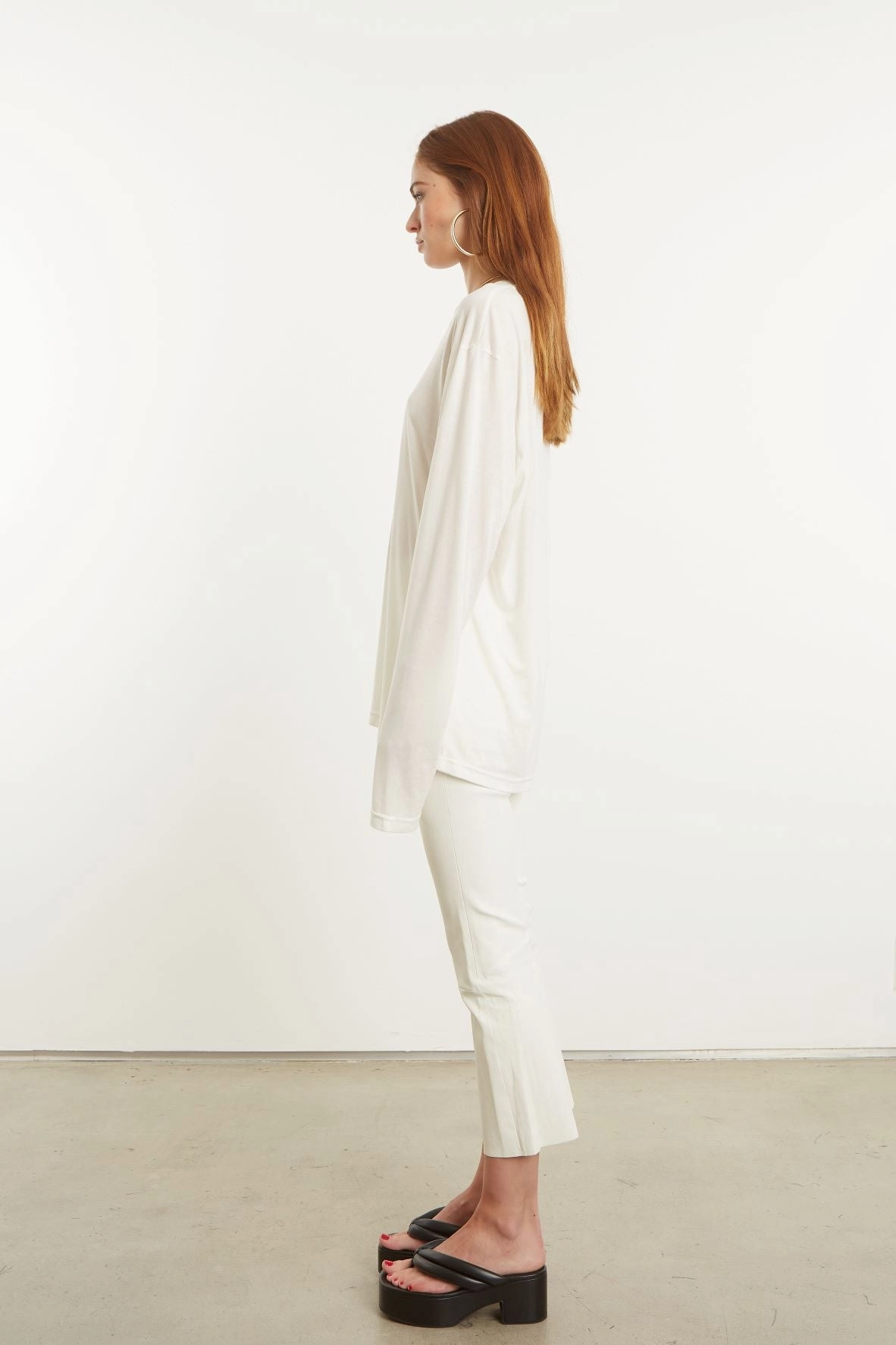 White Long Sleeve Oversized Tee stain resistant coating