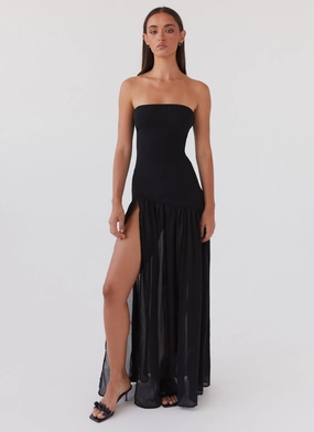 Eden Strapless Maxi Dress - Black Bright-Hue