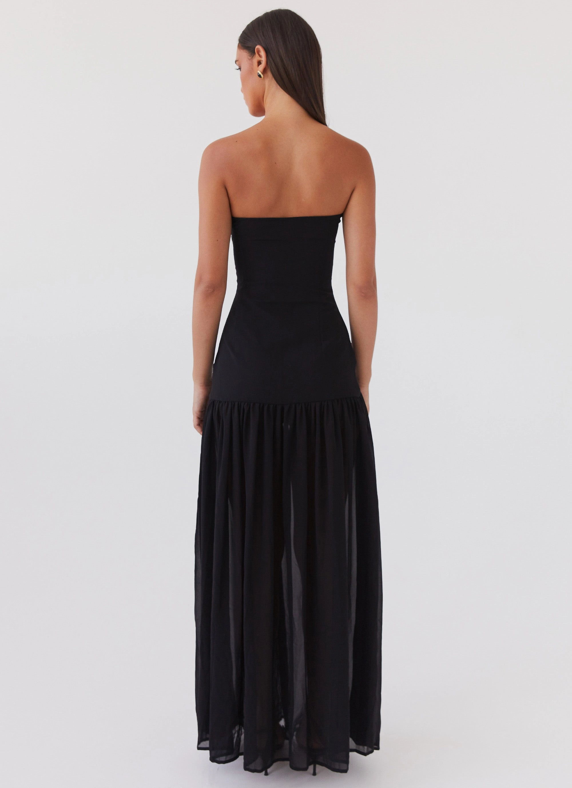 Eden Strapless Maxi Dress - Black Luxurious Feel