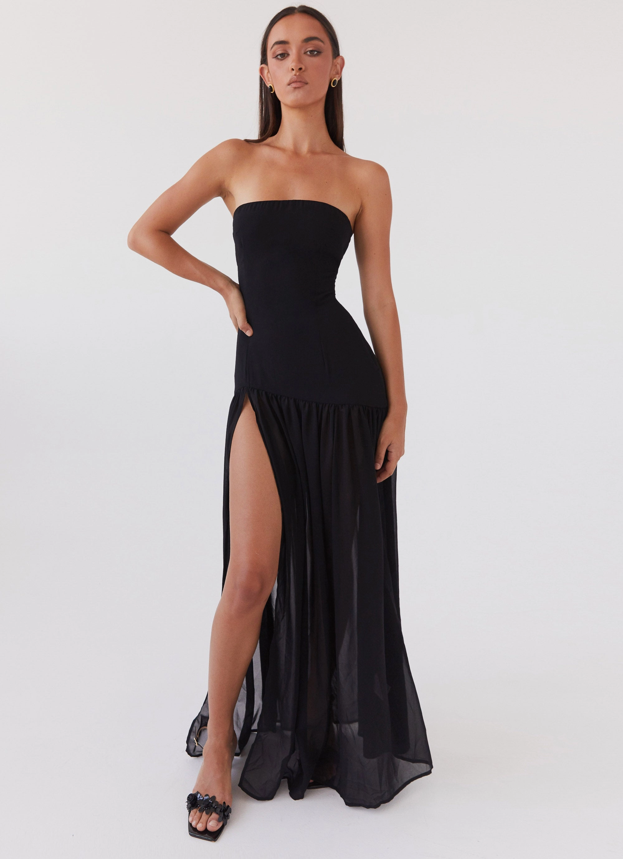 Eden Strapless Maxi Dress - Black Light Aesthetic