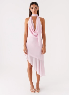 Layna Scarf Midi Dress - Pink Bless Touch Beauty Zone