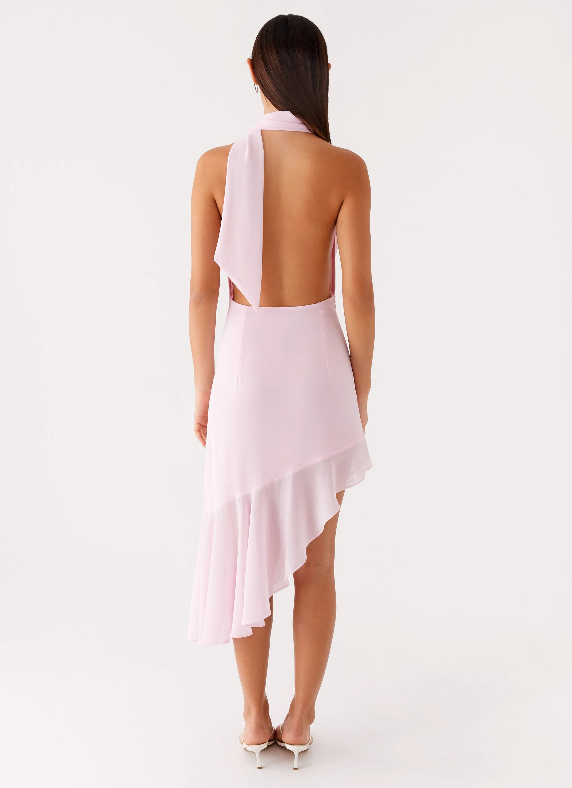 Layna Scarf Midi Dress - Pink Formed Look Draped Layer