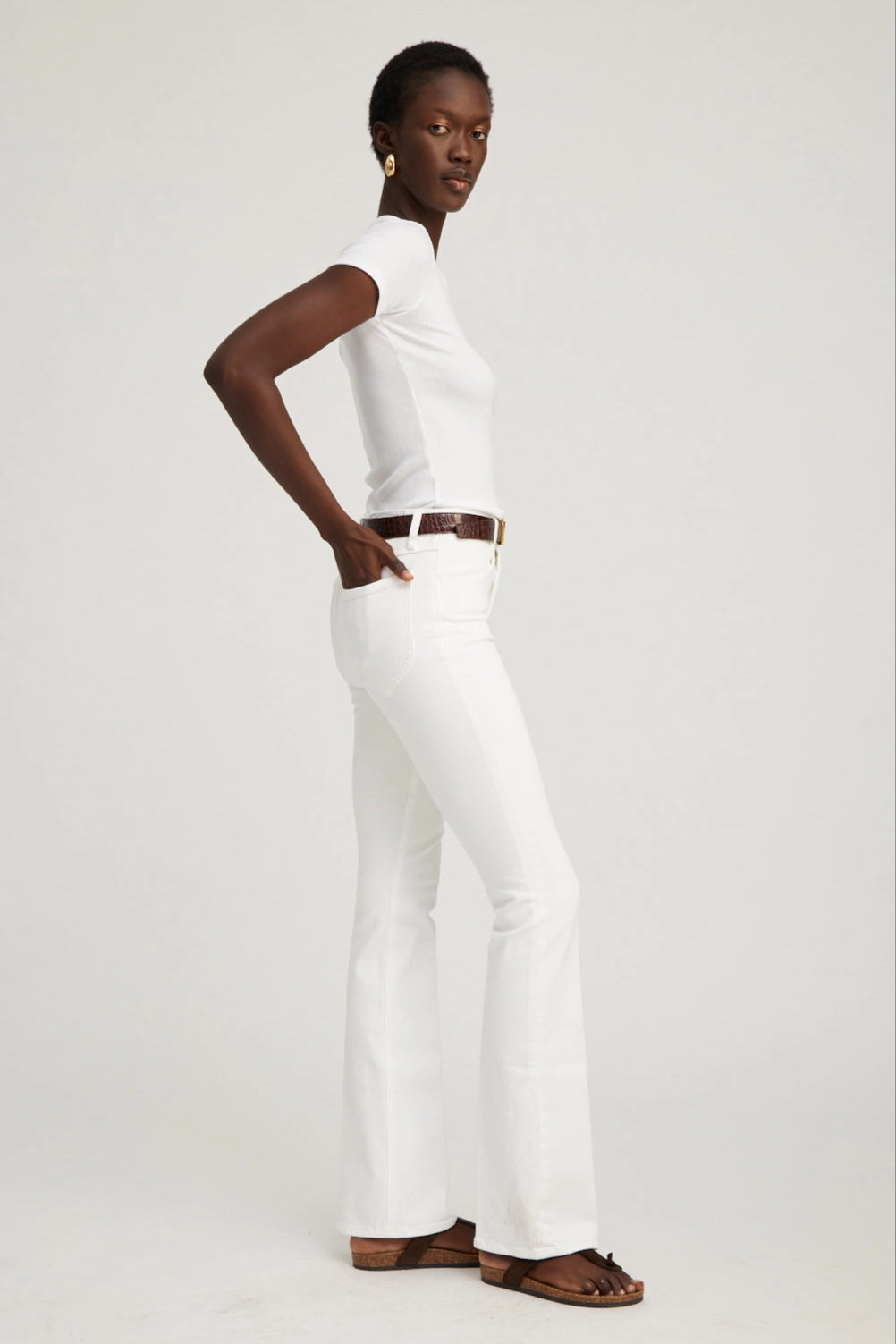 Billie Micro Flare Denim Rubberized Hem Bold Design