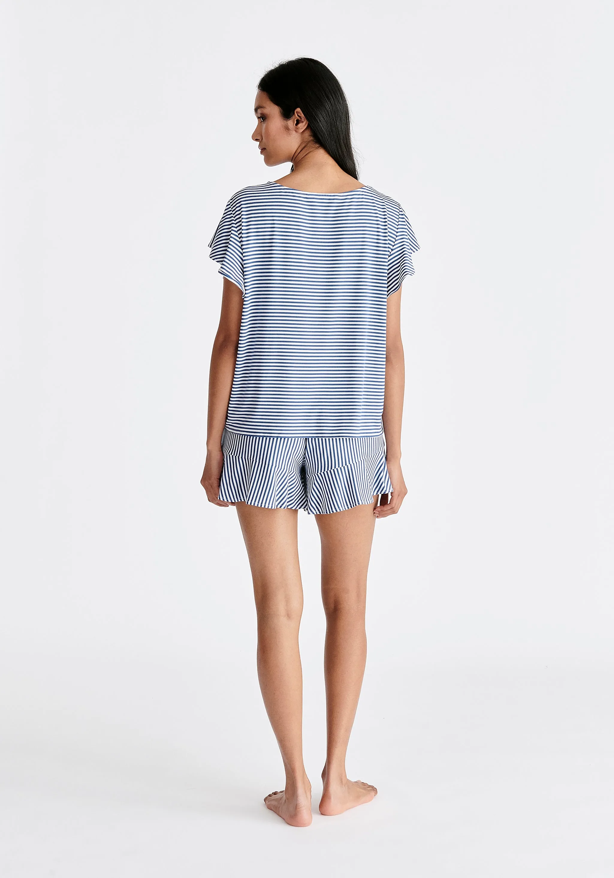 Frill Pyjama T-Shirt Set with Matching Overnight Pouch