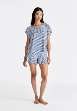 Frill Pyjama T-Shirt Set with Matching Overnight Pouch