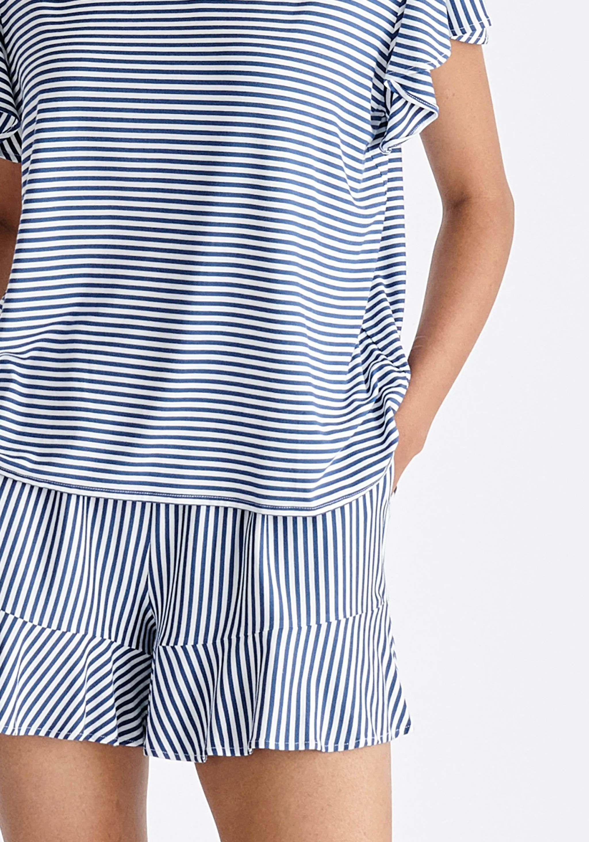 Frill Pyjama T-Shirt Set with Matching Overnight Pouch