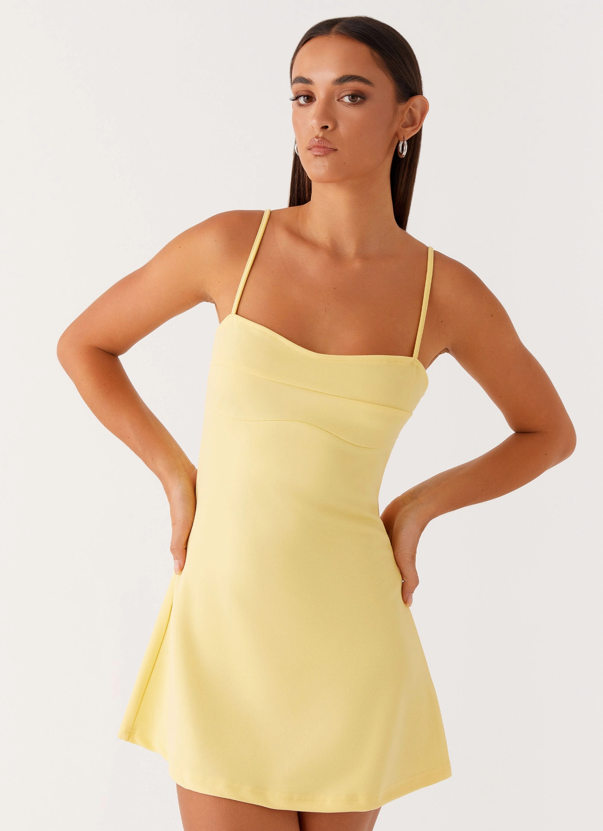 Cindy Mini Dress - Yellow Night Vibes Office Tone