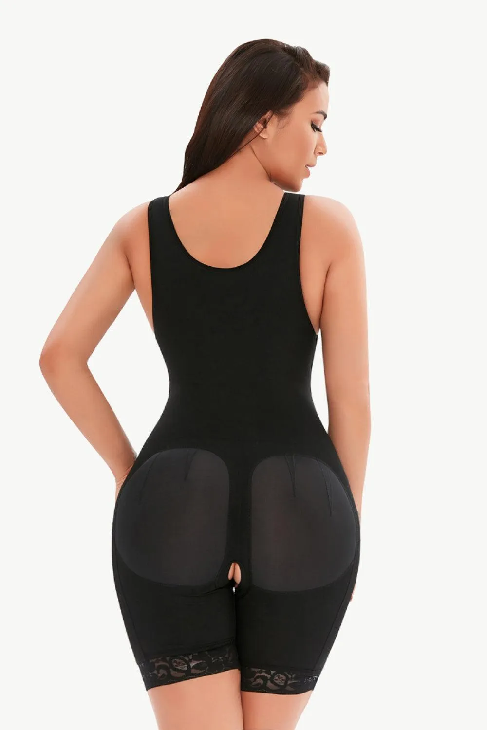 Full Size Cutout Lace Detail Hook-And Eye Shaping Shorts