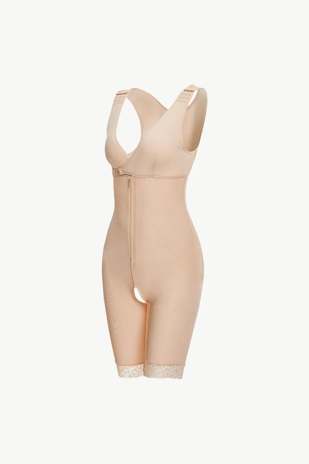 Full Size Lace Trim Shapewear With Zipper