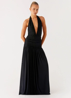 All Season Youthful Style Full Attention Maxi Dress - Black