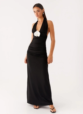 Year Rounder Gentle Stitch Adalie Halter Neck Midi Dress - Black
