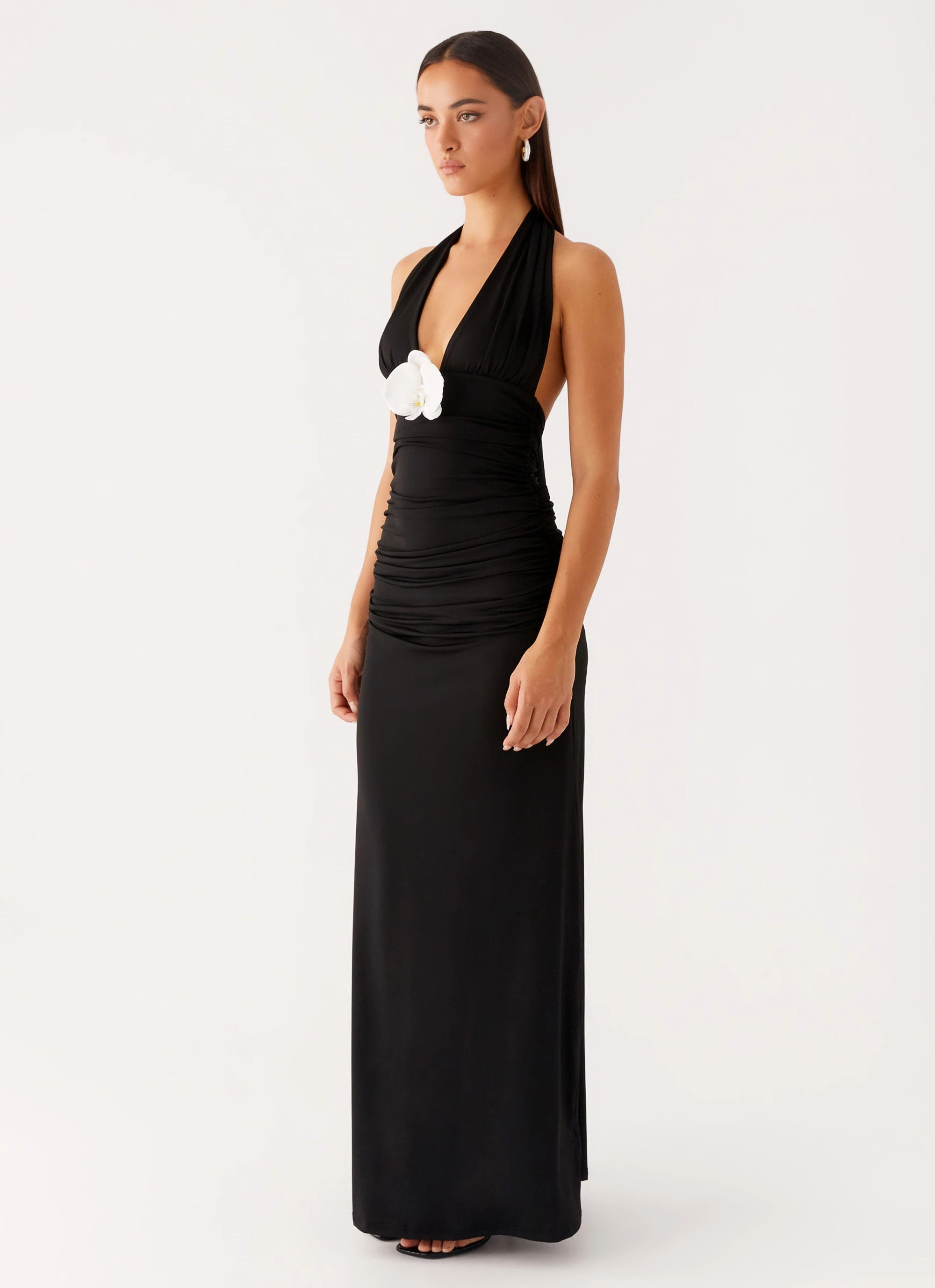 Bold Cut Adalie Halter Neck Midi Dress - Black