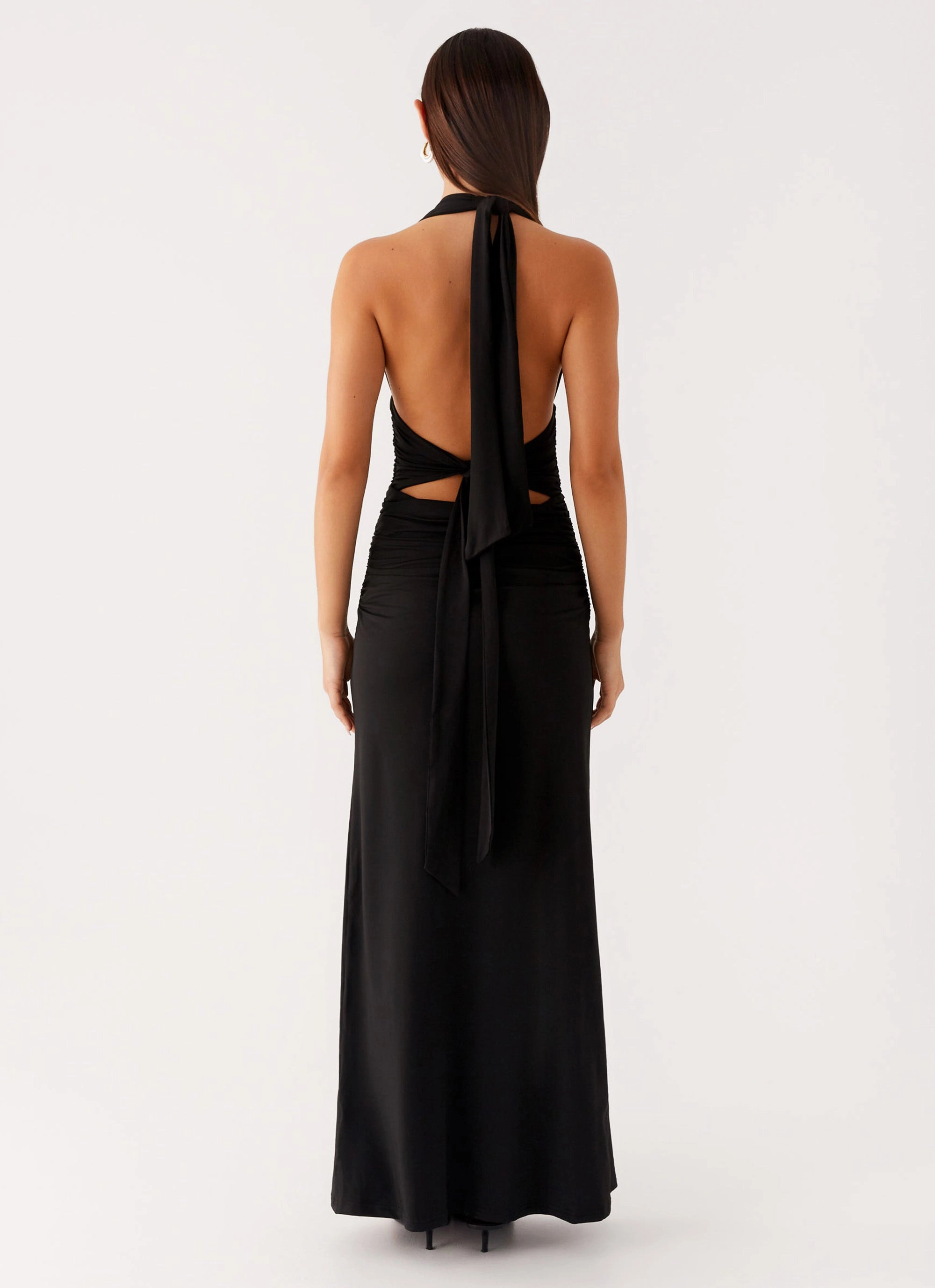 Adalie Halter Neck Midi Dress - Black Evening Classic Happy Soul