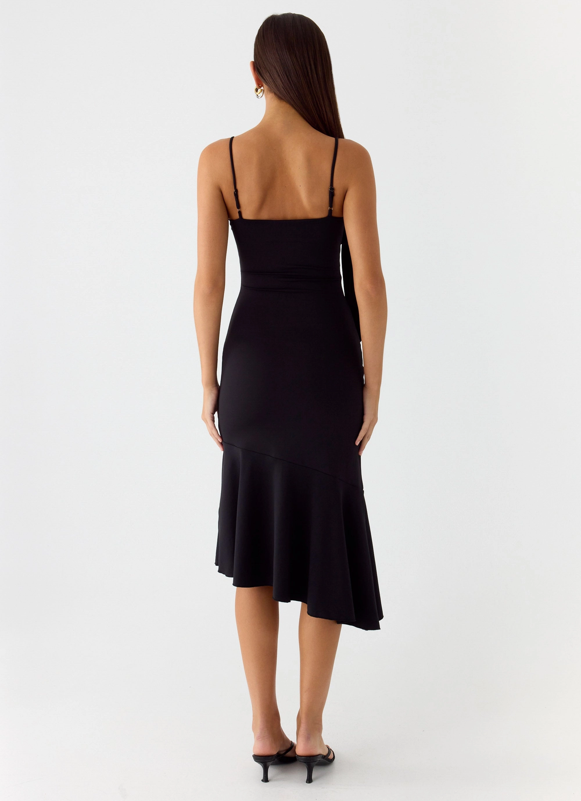 All Wear Softly Structured Tranquility Asymmetric Midi Dress - Black