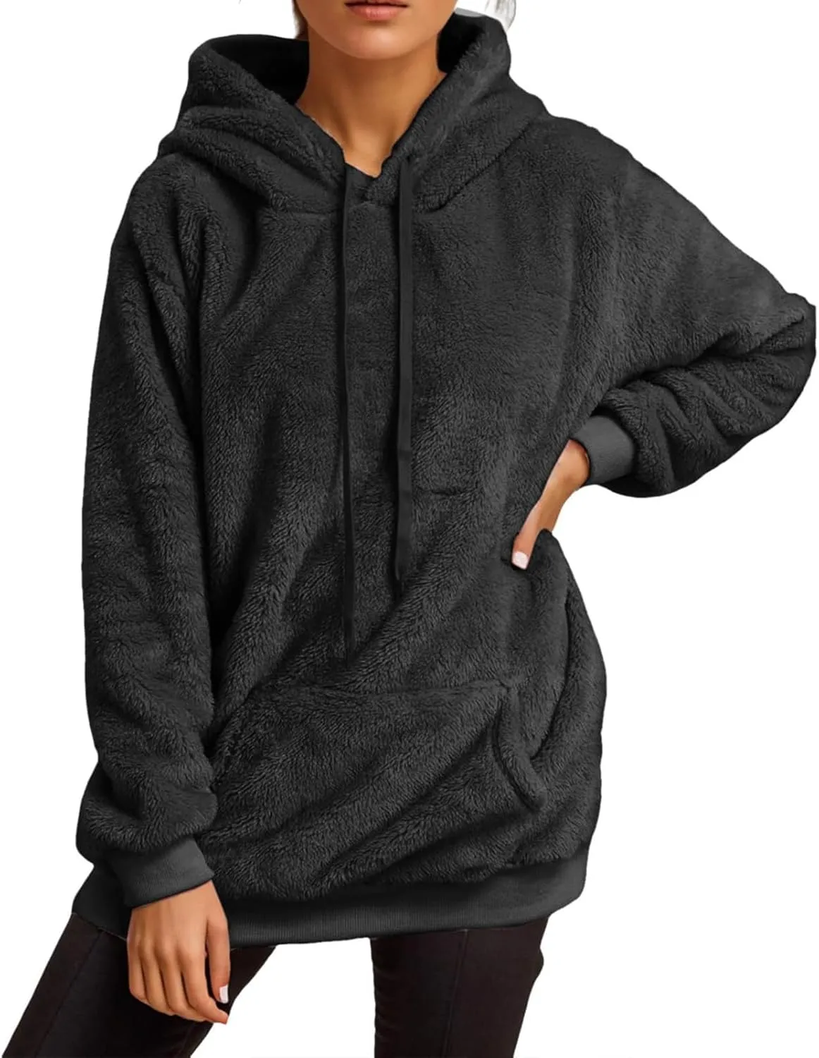 Fuzzy Fleece Pajamas 2 Piece Warm Lounge Set Sherpa Fluffy Hoodie Shorts Sets Loungewear Pajamas Sets
