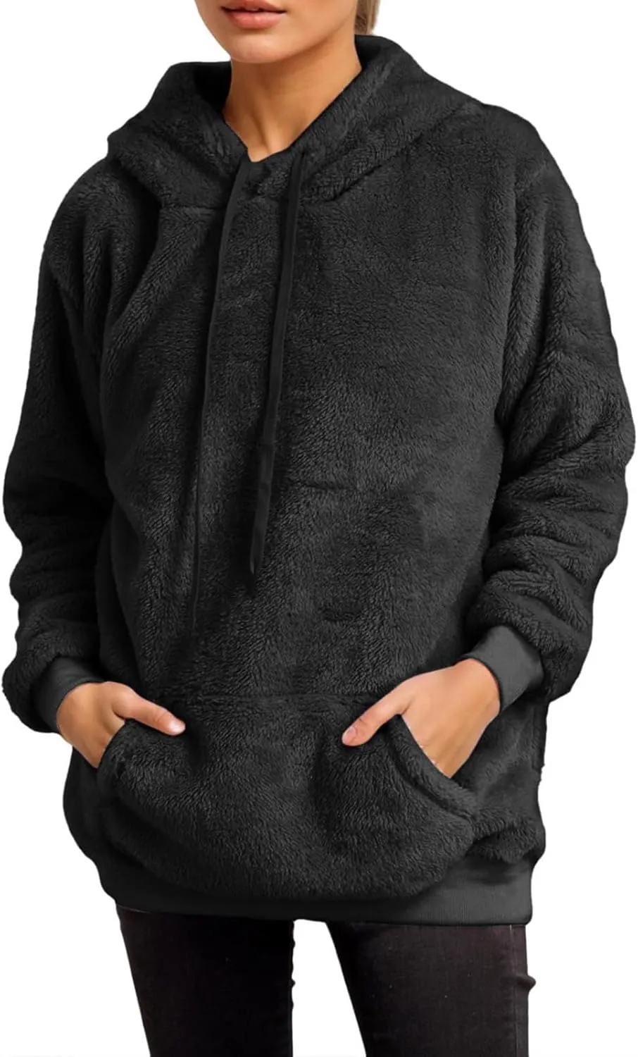 Fuzzy Fleece Pajamas 2 Piece Warm Lounge Set Sherpa Fluffy Hoodie Shorts Sets Loungewear Pajamas Sets