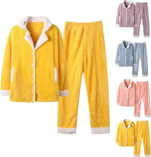 Fuzzy Pajamas Set for Women Soft Comfy Fleece Pjs Pullover Pants Loose Plush Sleepwear Loungewear for Winter 2024