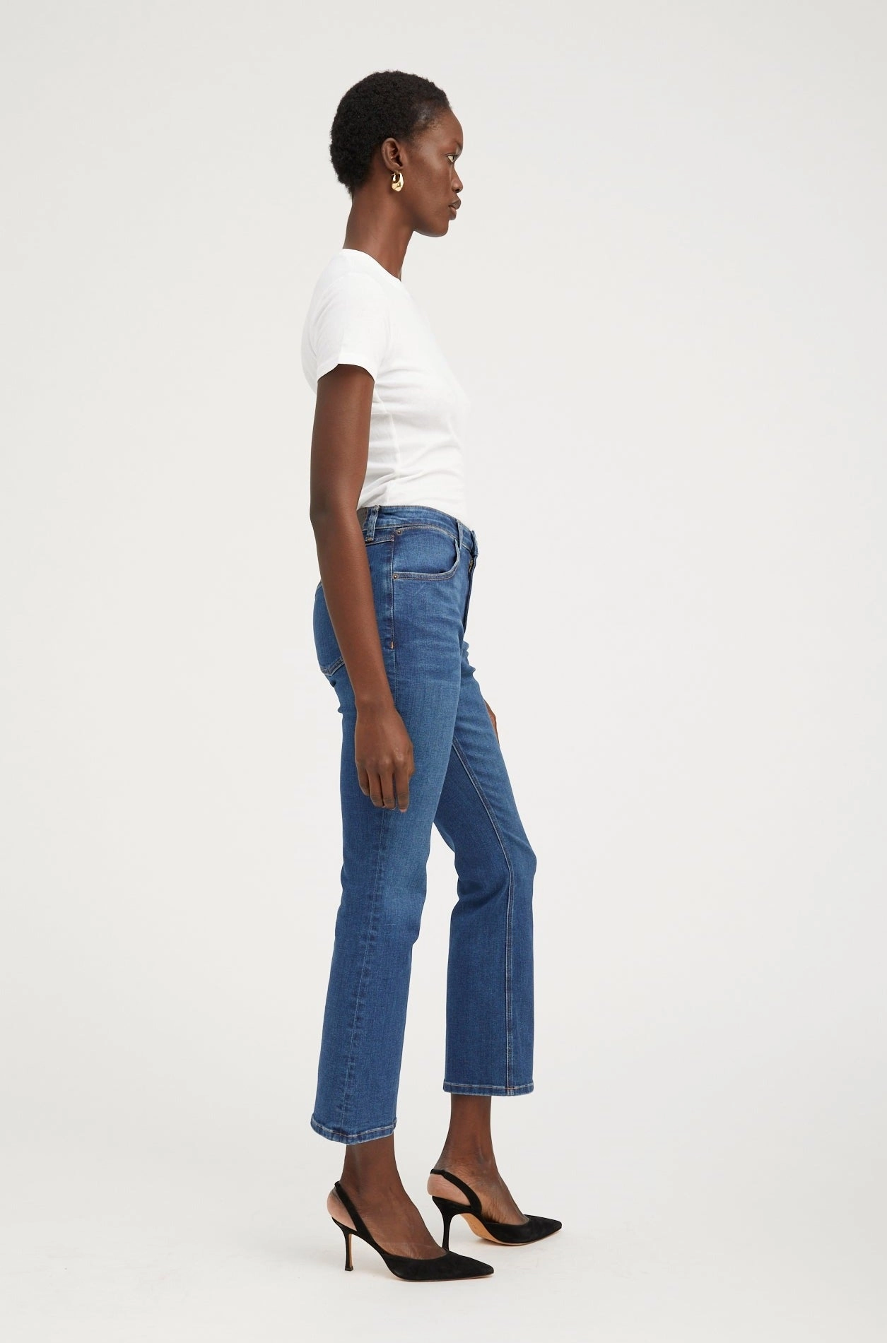 Gabrielle Ankle Flare Denim BreathableMeshPanel Reinforced Hem Stitching