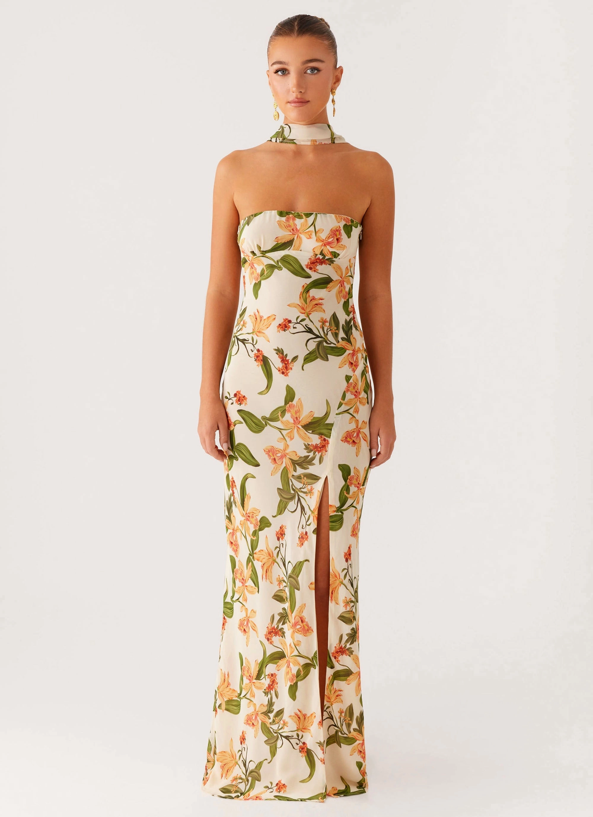 Gali Strapless Maxi Dress - Floral Print Autumn Ready