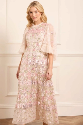 Refined Aesthetic Event Favorite Garden Delight Gloss Ankle Gown