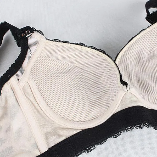 Gather Deep V Lace Leopard Printed Bras