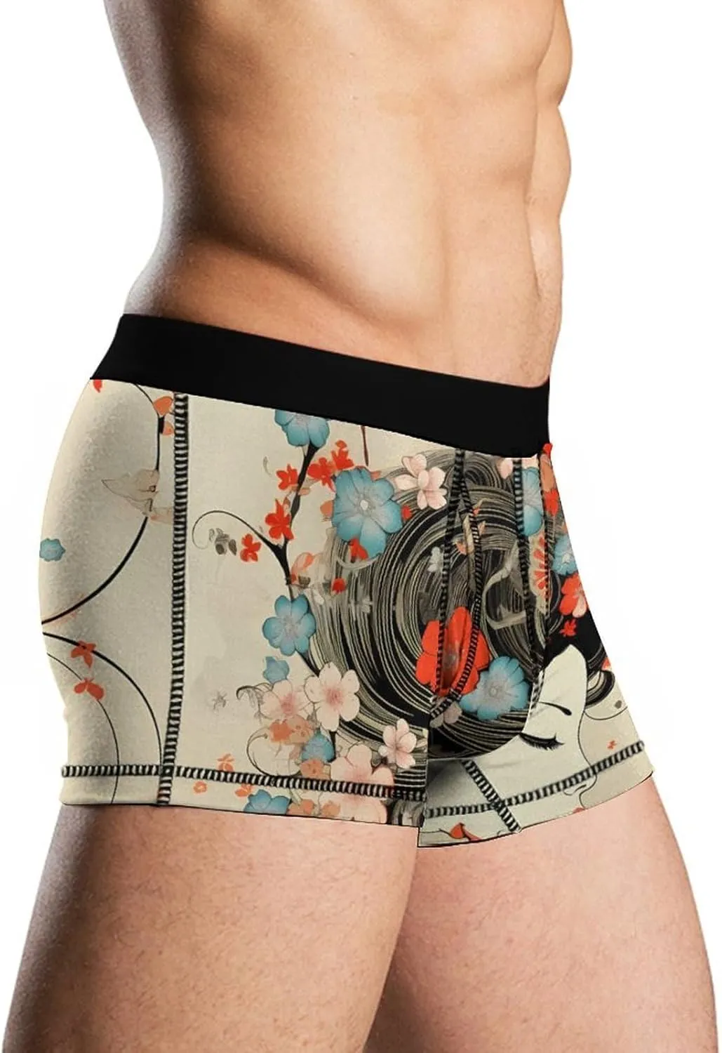Geisha Flowers Mens Boxer Brief Funny Underwear Trunks Breathable Soft Printed Shorts