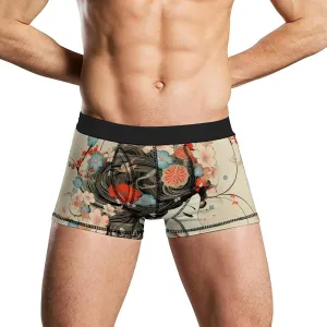 Geisha Flowers Mens Boxer Brief Funny Underwear Trunks Breathable Soft Printed Shorts