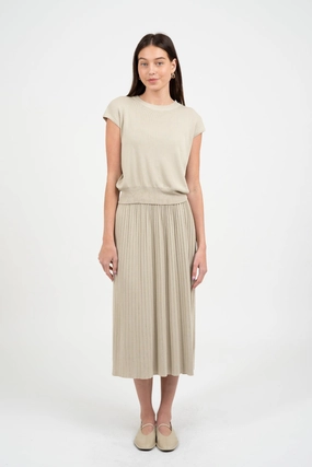TAYLOR PLEATED MIDI SKIRT Draped Silhouette