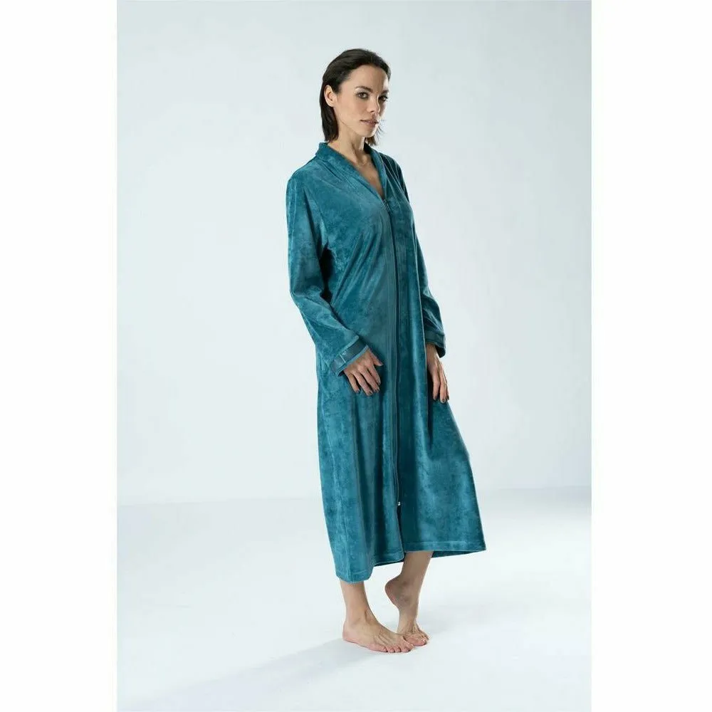 Genéve Modal and Cotton Zip-Up Long Women's Robe