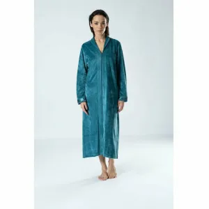 Genéve Modal and Cotton Zip-Up Long Women's Robe