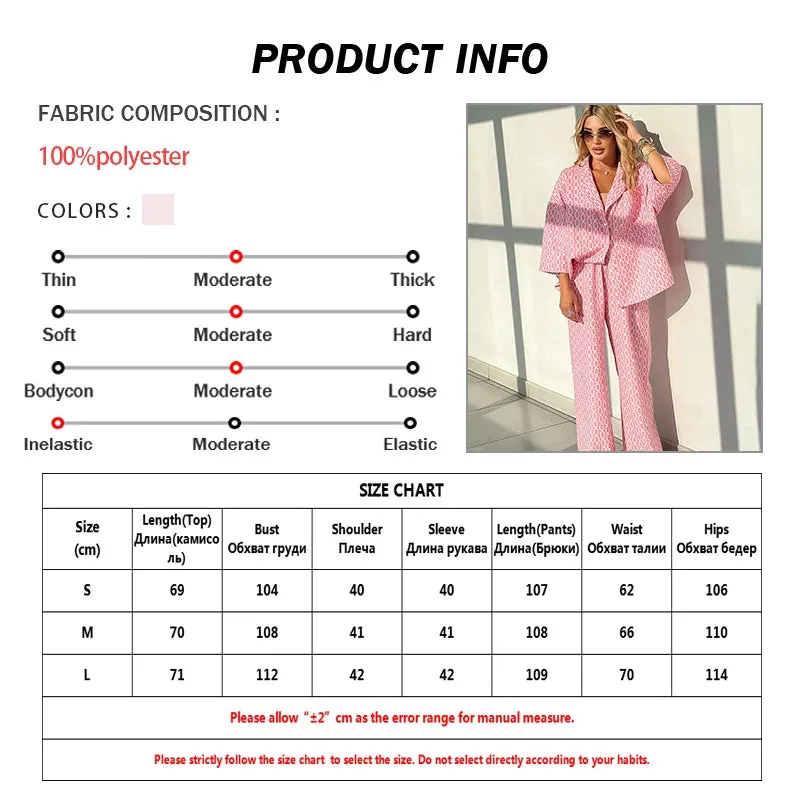 Geometric Print Loungewear Notched Lapel Shirt & Pants