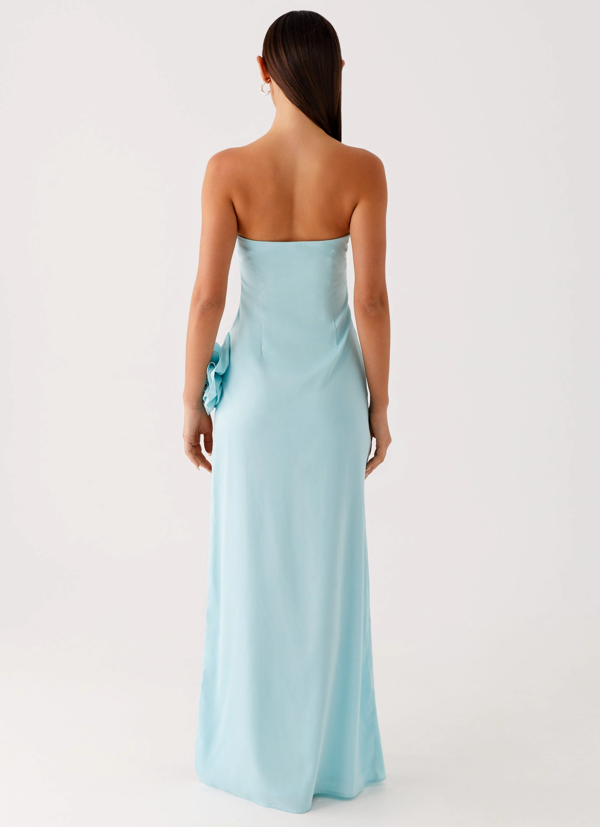 Minimalist Style Silky Drape Fenway Strapless Maxi Dress - Mint