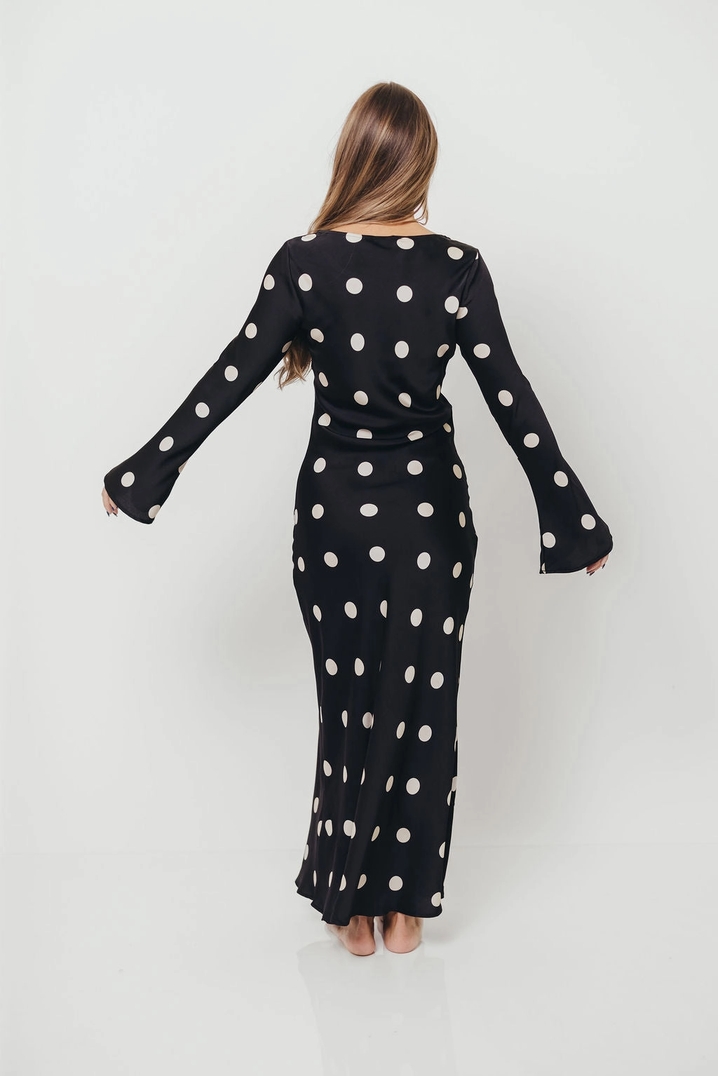 Stylish Layer Versatile Layers Georgie Polka Dot Maxi Dress in Black