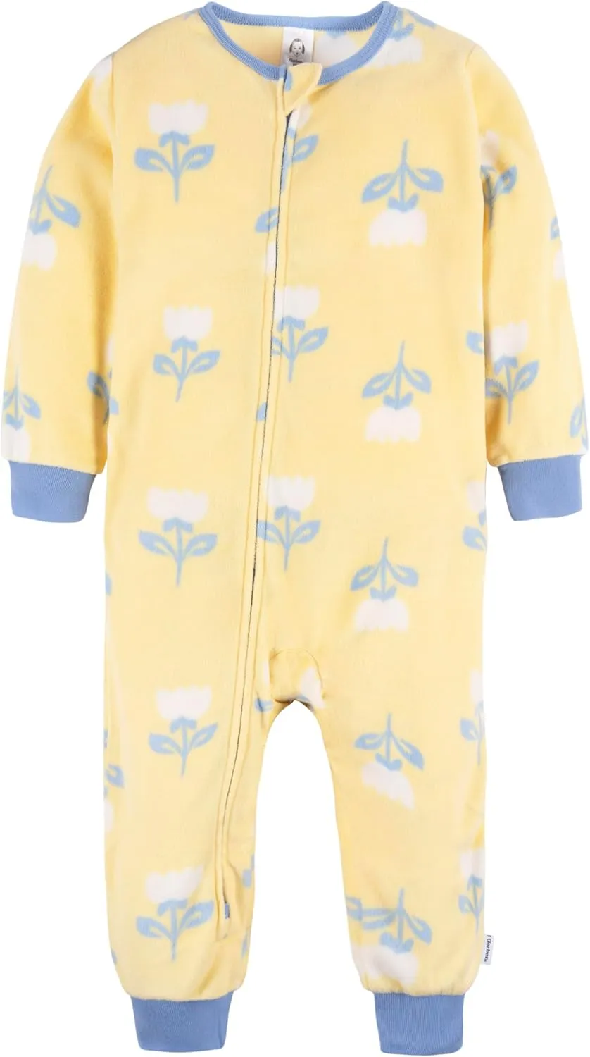Gerber Baby Girls' Flame Resistant Fleece Footless Pajamas 3-Pack