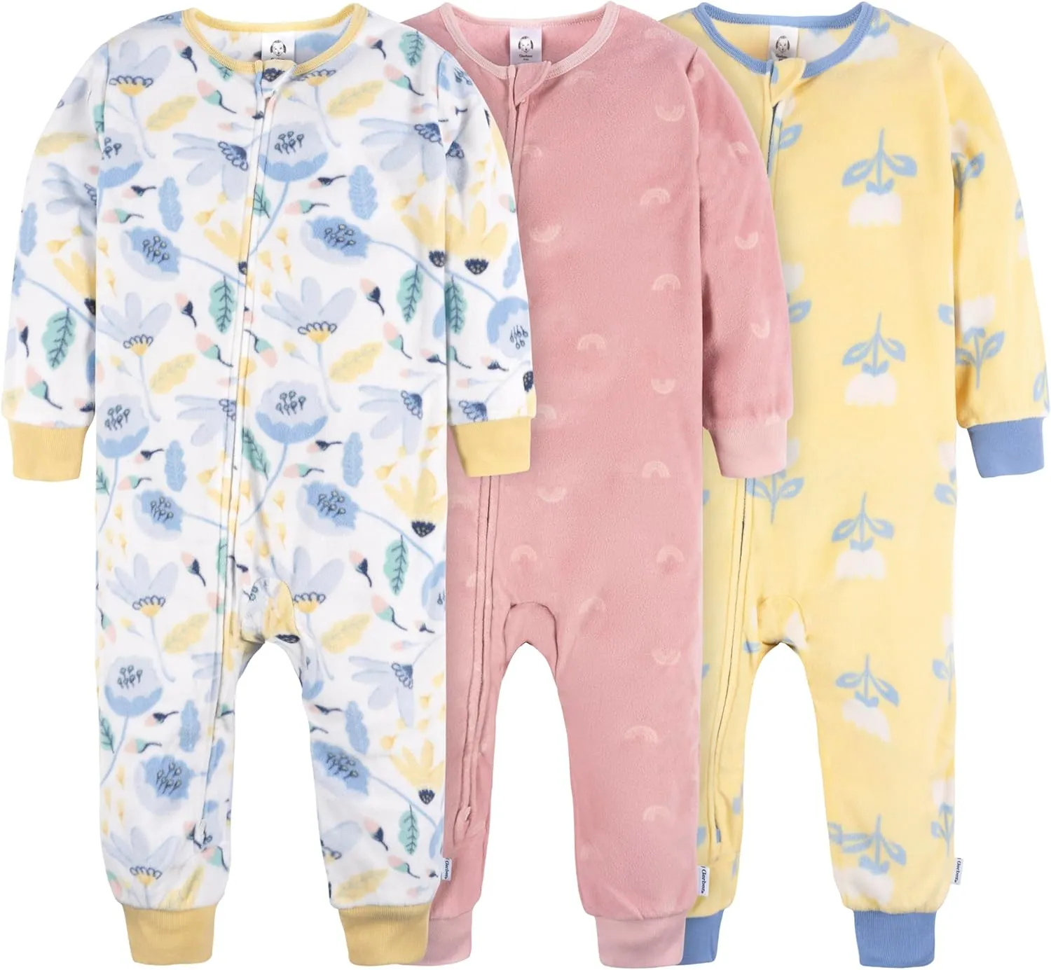 Gerber Baby Girls' Flame Resistant Fleece Footless Pajamas 3-Pack