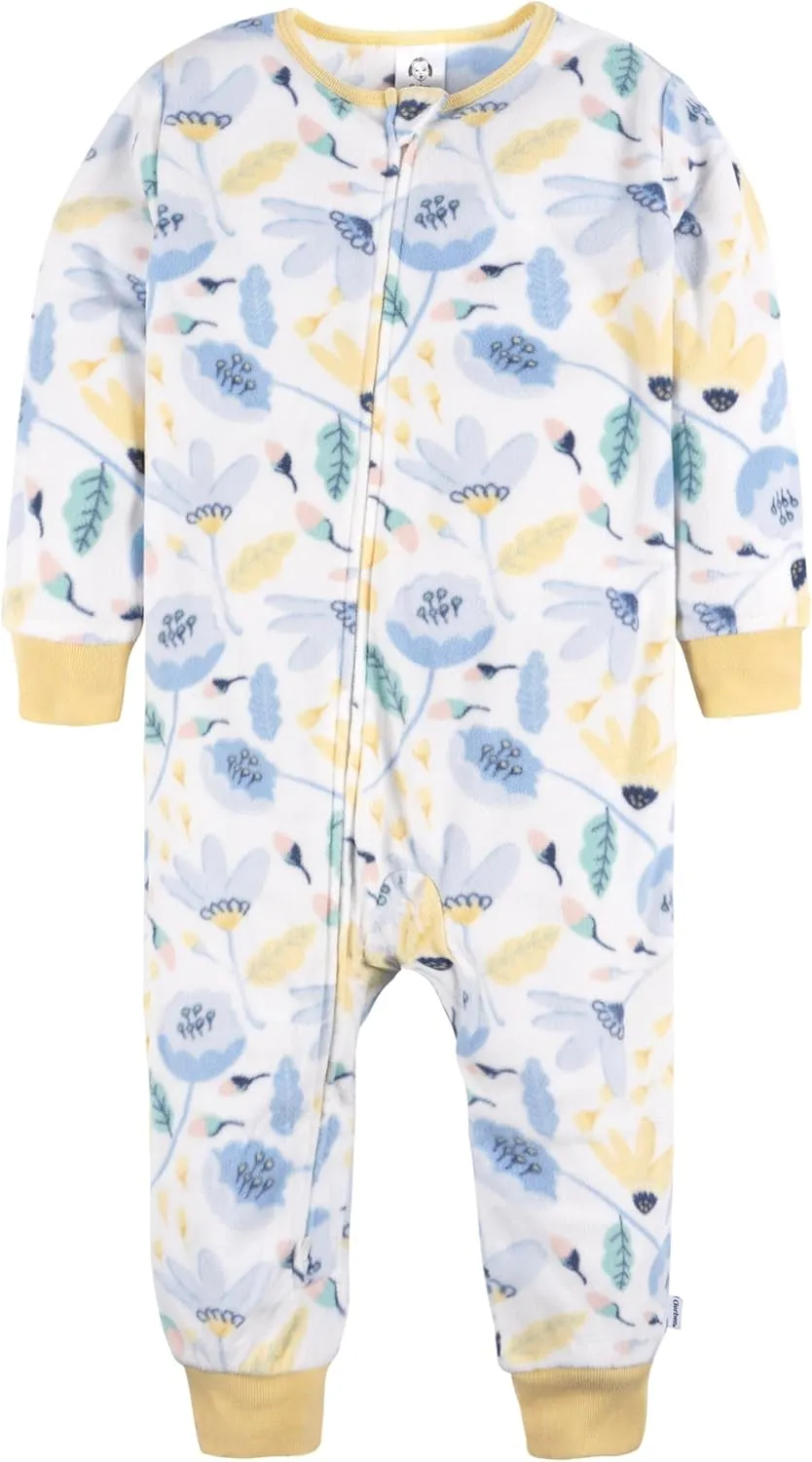 Gerber Baby Girls' Flame Resistant Fleece Footless Pajamas 3-Pack